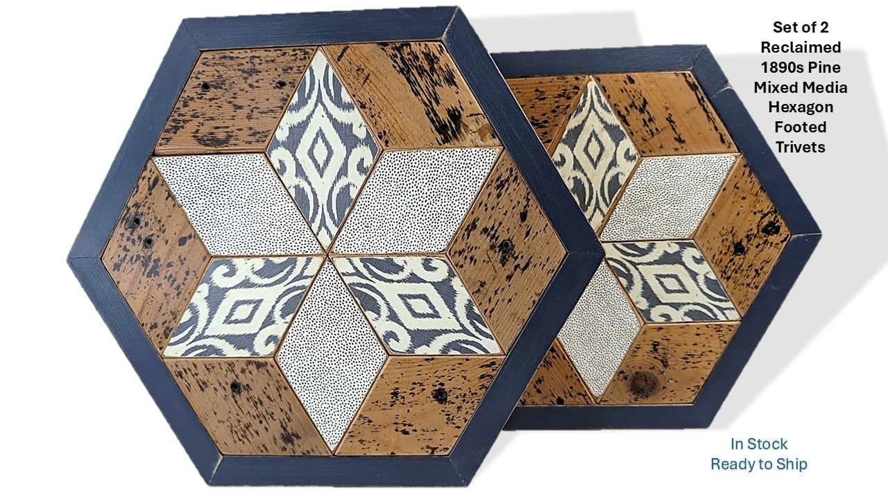 Alley Cat Design Studio — Reclaimed 1890s Wood Trivet Mixed Media